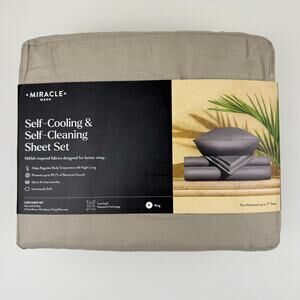 Miracle Made Sheet Set KING Luxe Self-Cooling Self-Cleaning Sateen SAND Tan NWT